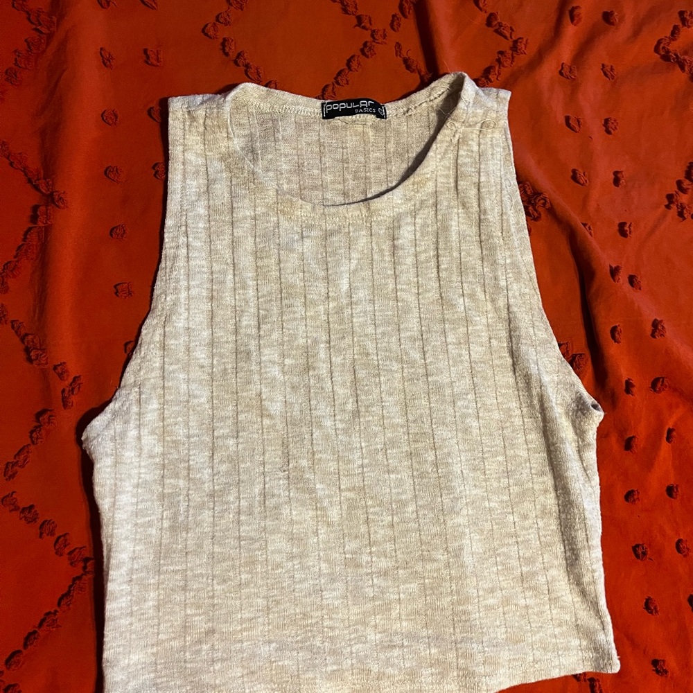 Popular Basics Beige Sleeveless Top